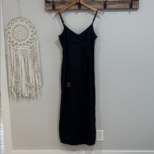 Old Navy Jamaican One Love Linen Black Midi Dress